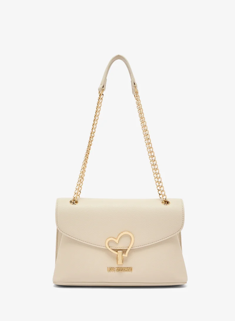 Heart Turnlock PU Crossbody Bag